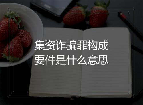 集资诈骗罪构成要件是什么意思