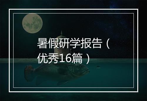 暑假研学报告（优秀16篇）