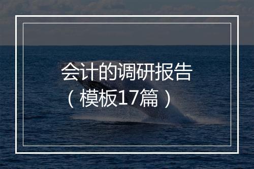 会计的调研报告（模板17篇）