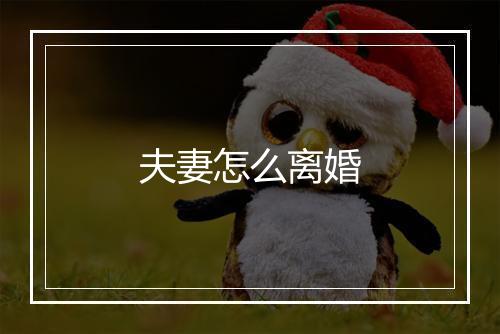 夫妻怎么离婚