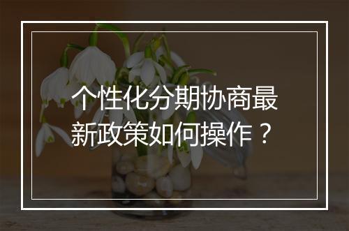 个性化分期协商最新政策如何操作？