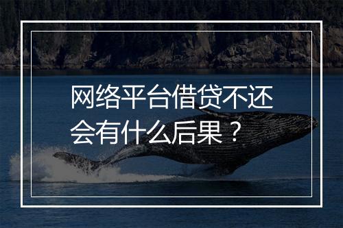 网络平台借贷不还会有什么后果？