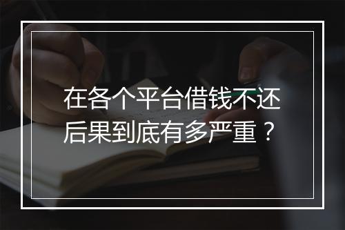 在各个平台借钱不还后果到底有多严重？