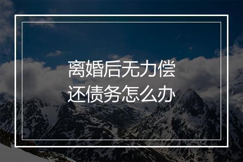 离婚后无力偿还债务怎么办
