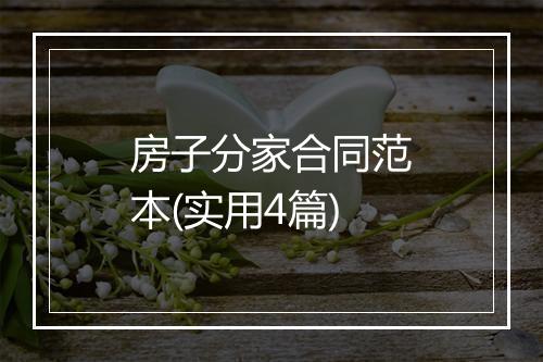 房子分家合同范本(实用4篇)