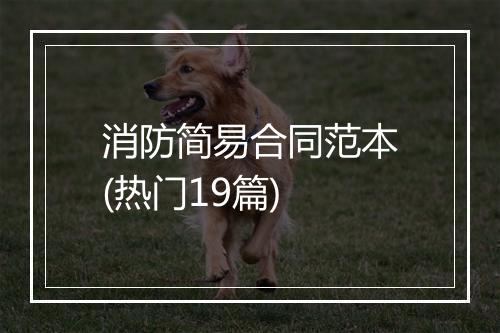 消防简易合同范本(热门19篇)