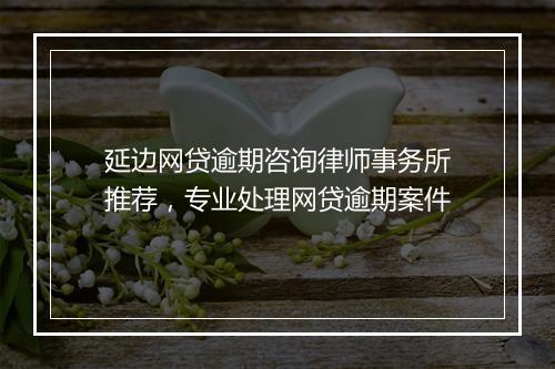 延边网贷逾期咨询律师事务所推荐，专业处理网贷逾期案件
