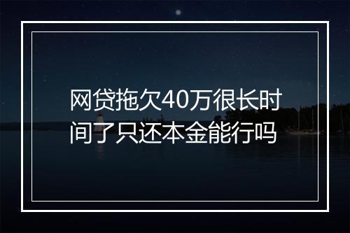 网贷拖欠40万很长时间了只还本金能行吗