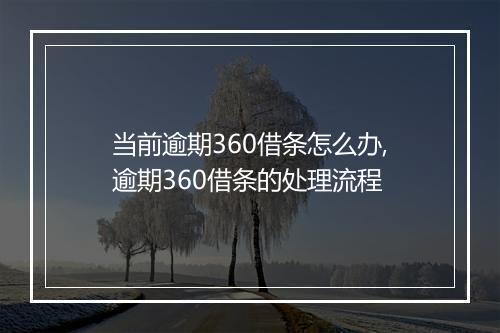 当前逾期360借条怎么办,逾期360借条的处理流程