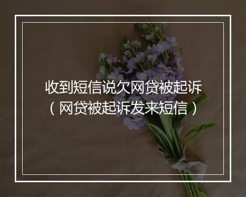 收到短信说欠网贷被起诉（网贷被起诉发来短信）