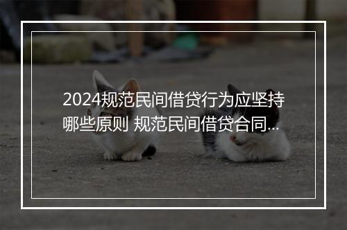 2024规范民间借贷行为应坚持哪些原则 规范民间借贷合同精心挑选10篇