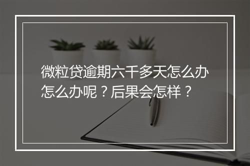 微粒贷逾期六千多天怎么办怎么办呢？后果会怎样？