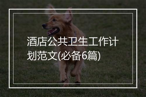 酒店公共卫生工作计划范文(必备6篇)