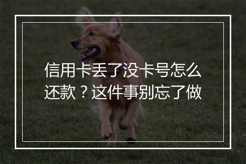 信用卡丢了没卡号怎么还款？这件事别忘了做