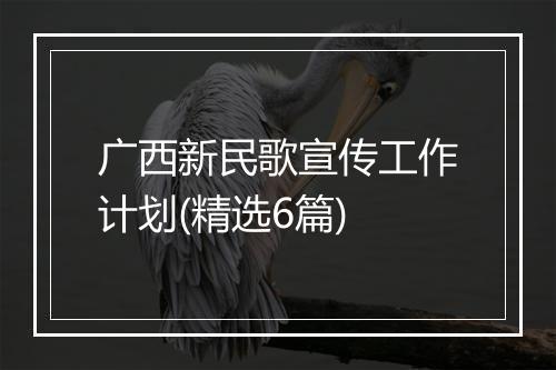 广西新民歌宣传工作计划(精选6篇)