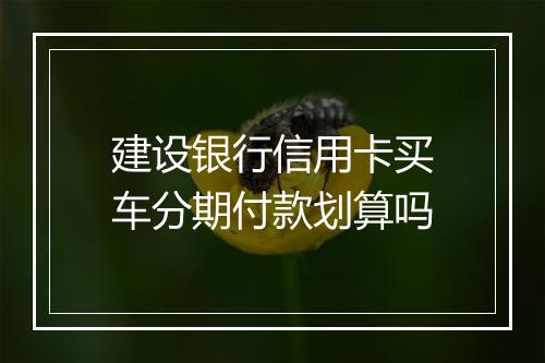 建设银行信用卡买车分期付款划算吗