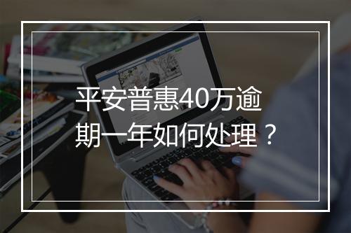 平安普惠40万逾期一年如何处理？