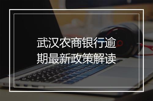 武汉农商银行逾期最新政策解读