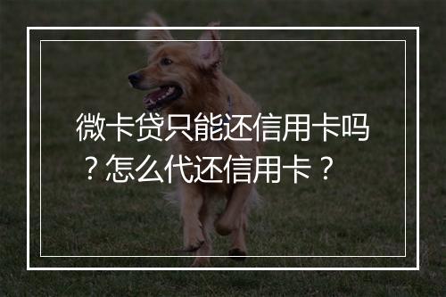 微卡贷只能还信用卡吗？怎么代还信用卡？