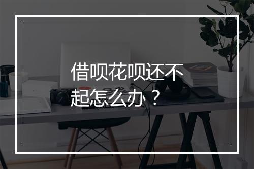 借呗花呗还不起怎么办？