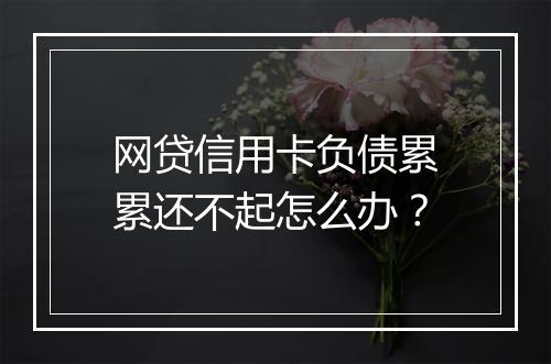 网贷信用卡负债累累还不起怎么办？