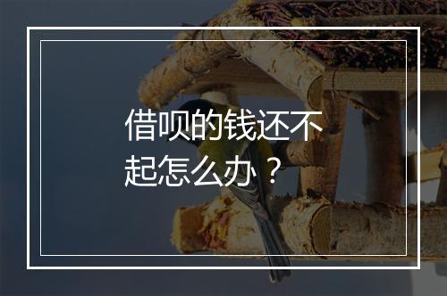 借呗的钱还不起怎么办？