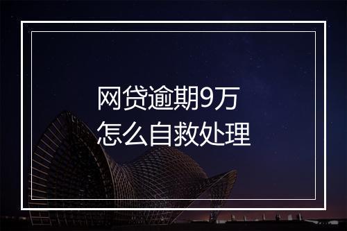 网贷逾期9万怎么自救处理
