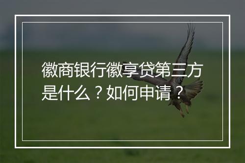 徽商银行徽享贷第三方是什么？如何申请？