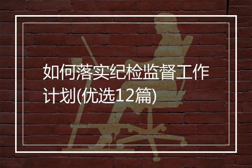 如何落实纪检监督工作计划(优选12篇)