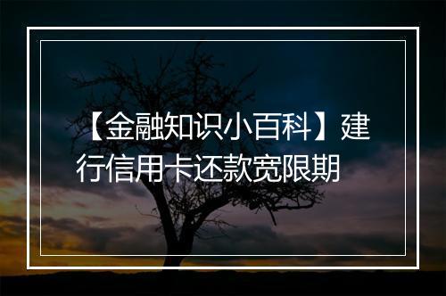 【金融知识小百科】建行信用卡还款宽限期