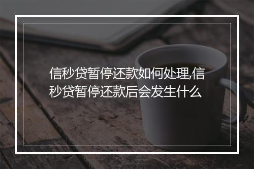 信秒贷暂停还款如何处理,信秒贷暂停还款后会发生什么