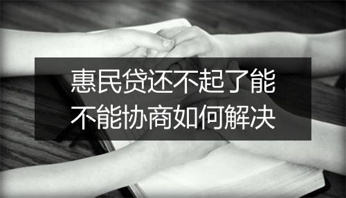 惠民贷还不起了能不能协商如何解决