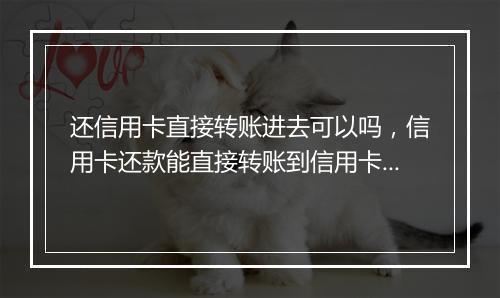 还信用卡直接转账进去可以吗，信用卡还款能直接转账到信用卡吗