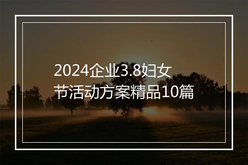 2024企业3.8妇女节活动方案精品10篇