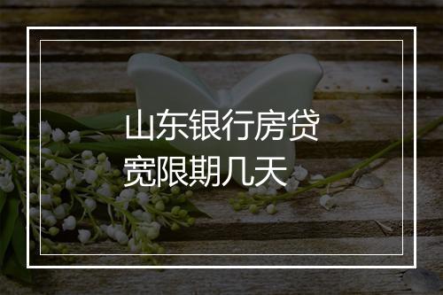 山东银行房贷宽限期几天