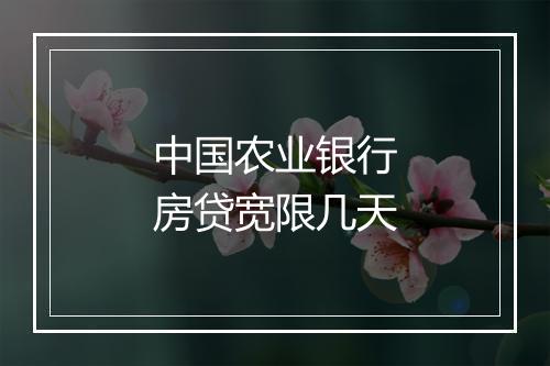 中国农业银行房贷宽限几天