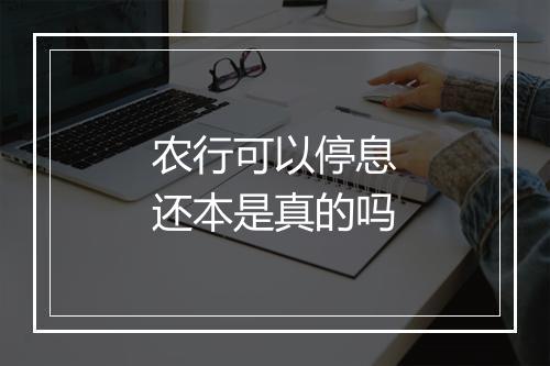 农行可以停息还本是真的吗