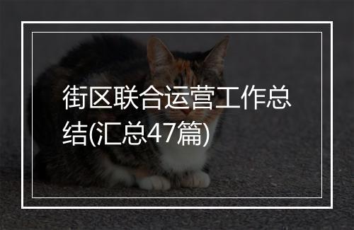 街区联合运营工作总结(汇总47篇)