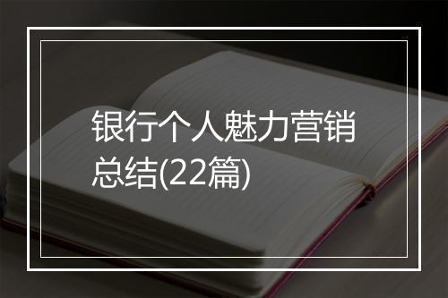 银行个人魅力营销总结(22篇)