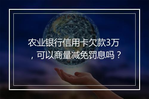 农业银行信用卡欠款3万，可以商量减免罚息吗？