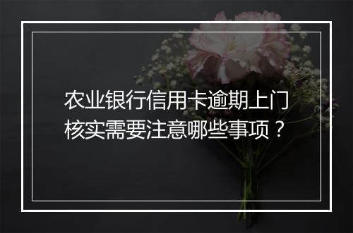 农业银行信用卡逾期上门核实需要注意哪些事项？