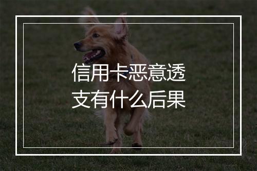 信用卡恶意透支有什么后果