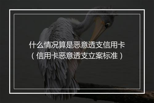 什么情况算是恶意透支信用卡（信用卡恶意透支立案标准）