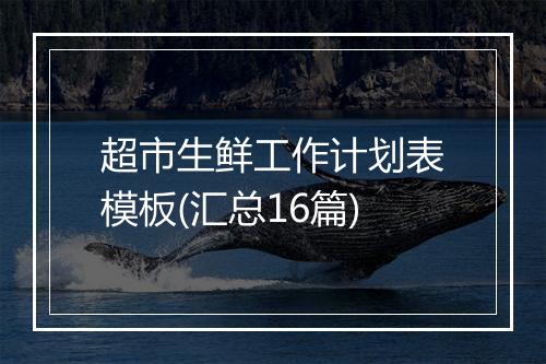 超市生鲜工作计划表模板(汇总16篇)