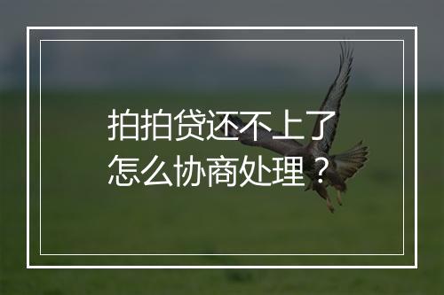 拍拍贷还不上了怎么协商处理？