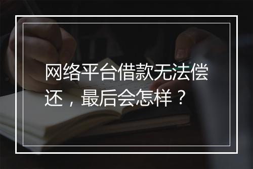 网络平台借款无法偿还，最后会怎样？