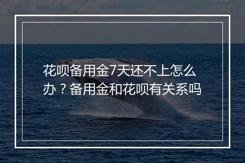 花呗备用金7天还不上怎么办？备用金和花呗有关系吗
