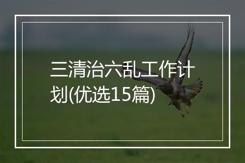 三清治六乱工作计划(优选15篇)
