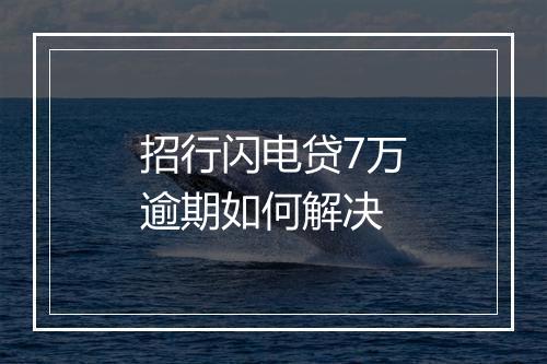 招行闪电贷7万逾期如何解决