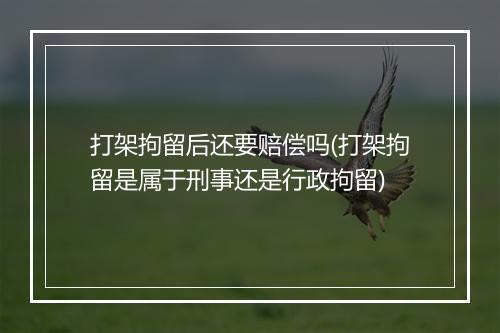 打架拘留后还要赔偿吗(打架拘留是属于刑事还是行政拘留)